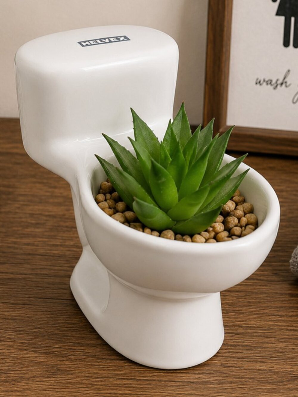 HELVEX Mini Toilet Planter Mug Novelty Ceramic Cup White Bathroom Decor 6”